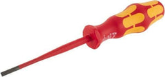 Wera - 198mm OAL Insulated Slotted Screwdriver - 100mm Blade Length, Round Shank, Ergonomic Handle - Exact Tool & Supply