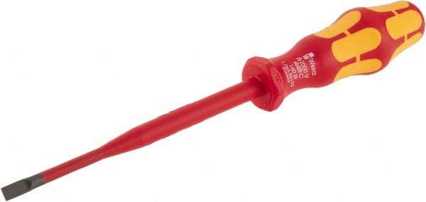 Wera - 223mm OAL Insulated Slotted Screwdriver - 125mm Blade Length, Round Shank, Ergonomic Handle - Exact Tool & Supply