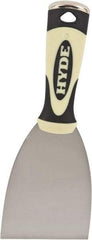 Hyde Tools - Stiff Carbon Steel Stiff Chisel - 3" Blade Width, 4" Long Plastic Overmold Handle - Exact Tool & Supply