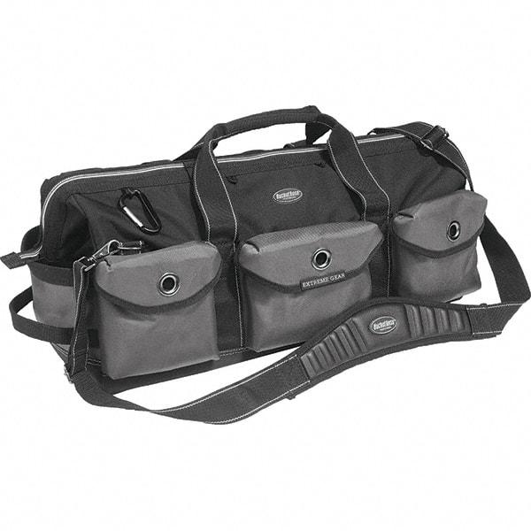 Bucket Boss - 28 Pocket Gray & Black Ballistic Polyester Tool Bag - 28" Wide x 11" Deep x 12" High - Exact Tool & Supply