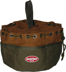 Bucket Boss - 19 Pocket Brown & Green Canvas Tool Tote - 10" Wide x 10" Deep x 6" High - Exact Tool & Supply