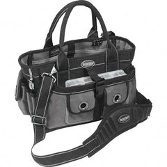 Bucket Boss - 18 Pocket Gray & Black Polyester Tool Bag - 14" Wide x 9" Deep x 9" High - Exact Tool & Supply