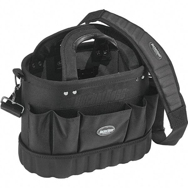 Bucket Boss - 13 Pocket Black Ballistic Polyester Tool Tote - 14" Wide x 8" Deep x 10" High - Exact Tool & Supply