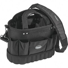 Bucket Boss - 13 Pocket Black Ballistic Polyester Tool Tote - 14" Wide x 8" Deep x 10" High - Exact Tool & Supply