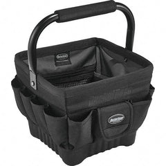 Bucket Boss - 19 Pocket Black Ballistic Polyester Tool Bag - 11" Wide x 11" Deep x 10" High - Exact Tool & Supply