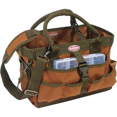 Bucket Boss - 12 Pocket Brown & Green Polyester Tool Tote - 16" Wide x 7" Deep x 8" High - Exact Tool & Supply
