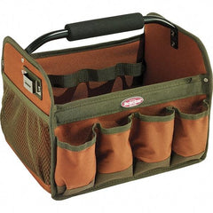 Bucket Boss - 23 Pocket Brown & Green Polyester Tool Bag - 12" Wide x 10" Deep x 11" High - Exact Tool & Supply