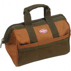 Bucket Boss - 6 Pocket Brown & Green Polyester Tool Bag - 13" Wide x 8" Deep x 10" High - Exact Tool & Supply