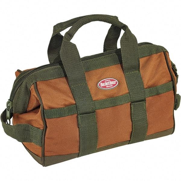 Bucket Boss - 16 Pocket Brown & Green Polyester Tool Bag - 12" Wide x 7" Deep x 9" High - Exact Tool & Supply