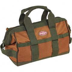 Bucket Boss - 16 Pocket Brown & Green Polyester Tool Bag - 12" Wide x 7" Deep x 9" High - Exact Tool & Supply