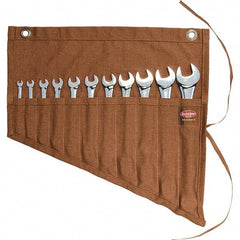 Bucket Boss - 11 Pocket Brown Canvas Tool Roll - 18-3/4" Wide x 1/2" Deep x 18-1/4" High - Exact Tool & Supply