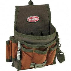 Bucket Boss - 9 Pocket General Purpose Holster - Polyester, Brown & Green - Exact Tool & Supply