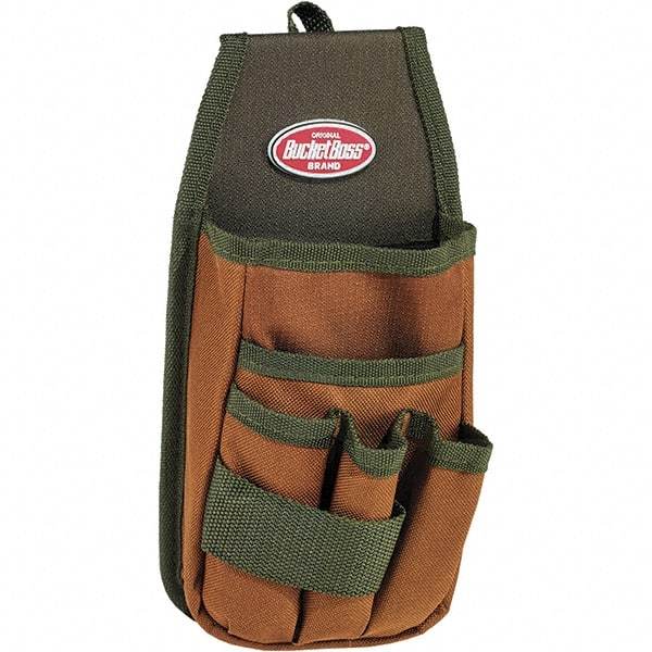 Bucket Boss - 5 Pocket General Purpose Holster - Polyester, Brown & Green - Exact Tool & Supply