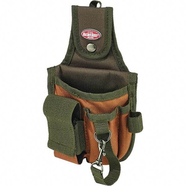 Bucket Boss - Nail & Tool Pouch - 5 Pocket, Brown/Green, Polyester - Exact Tool & Supply