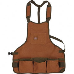 Bucket Boss - 30 to 52" Waist Apron - 16 Pocket, Brown/Green, Canvas - Exact Tool & Supply
