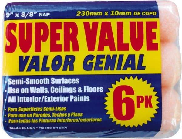 Premier Paint Roller - 3/8" Nap, 9" Wide Paint General Purpose Roller Cover - Medium Texture, Polyester - Exact Tool & Supply