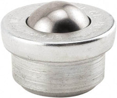 Hudson Bearing - 1 Inch Diameter, Round, Carbon Steel Ball Transfer - 1.6719 Inch Overall Diameter, 5/8 Inch Mount Height, 200 Lb. Capacity - Exact Tool & Supply