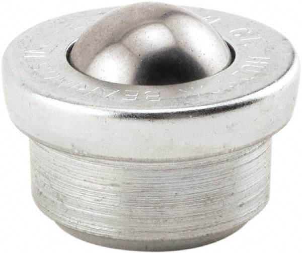Hudson Bearing - 5/8 Inch Diameter, Round, Nylon Ball Transfer - 1.1875 Inch Overall Diameter, 3/8 Inch Mount Height, 125 Lb. Capacity - Exact Tool & Supply