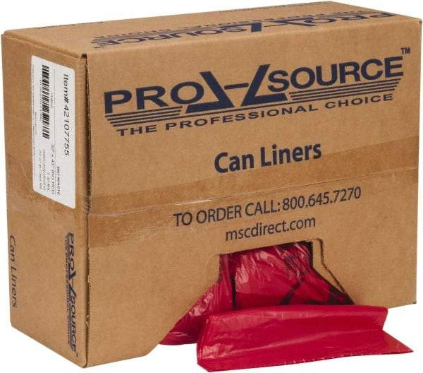 PRO-SOURCE - 32 Gal Capacity, Red, Hazardous Waste Bag - 1.3 mil Thick x 30" Wide x 43" High, Roll - Exact Tool & Supply