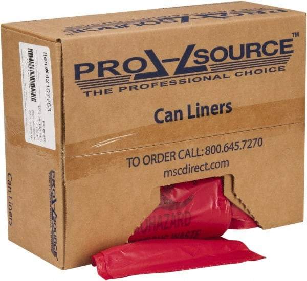 PRO-SOURCE - 33 Gal Capacity, Red, Hazardous Waste Bag - 1.3 mil Thick x 33" Wide x 39" High, Roll - Exact Tool & Supply