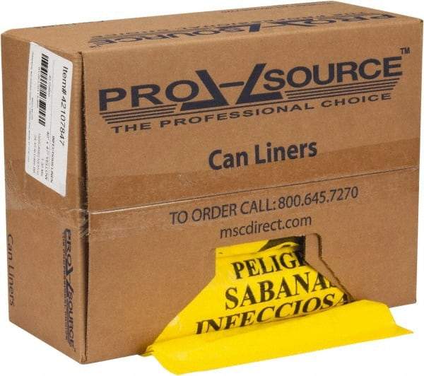 PRO-SOURCE - 45 Gal Capacity, Yellow, Hazardous Waste Bag - 1.3 mil Thick x 40" Wide x 47" High, Roll - Exact Tool & Supply