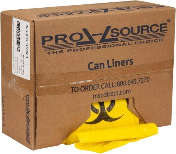 PRO-SOURCE - 33 Gal Capacity, Yellow, Hazardous Waste Bag - 1.3 mil Thick x 33" Wide x 39" High, Roll - Exact Tool & Supply