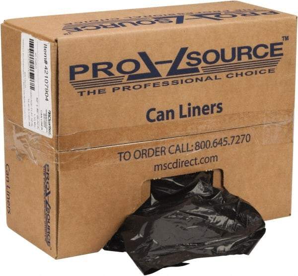 PRO-SOURCE - 1.5 mil Thick, Heavy-Duty Trash Bags - Linear Low-Density Polyethylene (LLDPE), Flat Pack Dispenser, 40" Wide x 46" High, Black - Exact Tool & Supply