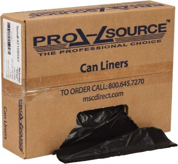 PRO-SOURCE - 1.1 mil Thick, Heavy-Duty Trash Bags - Hexene Resins, Roll Dispenser, 43" Wide x 47" High, Black - Exact Tool & Supply