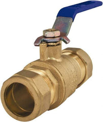 Legend Valve - 1" Pipe, Full Port, Lead Free Brass Full Port Ball Valve - 2 Piece, Comp x Comp Ends, Lever Handle, 600 WOG - Exact Tool & Supply