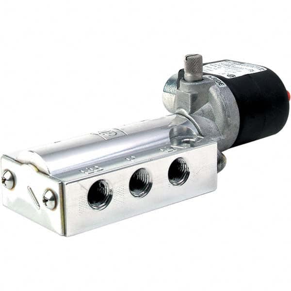 Parker - 120/60 - 110/50 VAC 1/4" NPT Port Aluminum 5-Way, 2 Position Solenoid Valve - Exact Tool & Supply