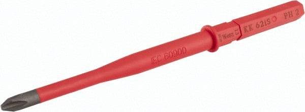 Wera - #2, Insulated Phillips 1,000 Volt Insulated Screwdriver Bit - 3/8" Drive, 6-1/4" OAL - Exact Tool & Supply