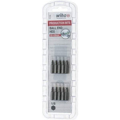 Wiha - 1/8" Ball End Hex Screwdriver Bit - 1/4" Drive, 1" OAL - Exact Tool & Supply