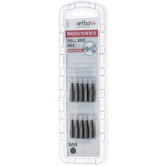 Wiha - 0.14" Ball End Hex Screwdriver Bit - 1/4" Drive, 1" OAL - Exact Tool & Supply