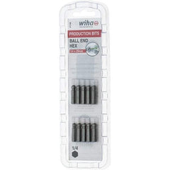 Wiha - 1/4" Drive, Hex Inch Screwdriver Bit - 1" OAL - Exact Tool & Supply