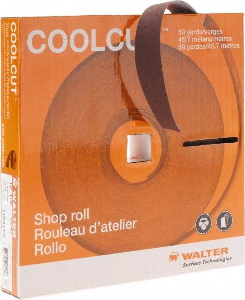 WALTER Surface Technologies - 1" x 50 Yd 120 Grit Aluminum Oxide Cloth Roll - J Weighted Backing - Exact Tool & Supply