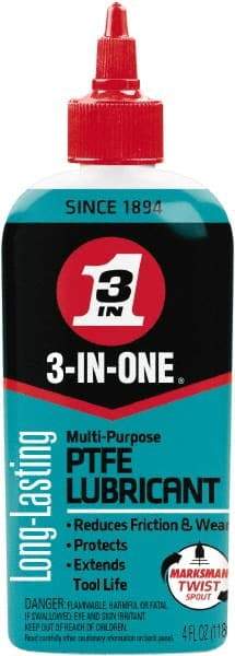 3-IN-ONE - 4 oz Bottle Synthetic with PTFE Penetrant/Lubricant - Light Amber, 500°F Max - Exact Tool & Supply