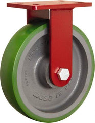 Hamilton - 10" Diam x 2-1/2" Wide x 11-1/2" OAH Top Plate Mount Rigid Caster - Polyurethane Mold onto Cast Iron Center, 2,200 Lb Capacity, Tapered Roller Bearing, 5 x 7" Plate - Exact Tool & Supply