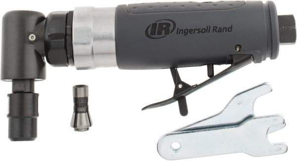 Ingersoll-Rand - 1/4" Collet, Angle Handle, Straight Air Die Grinder - 20,000 RPM, Rear Exhaust, 23 CFM, 0.33 hp, 1/4" Inlet - Exact Tool & Supply