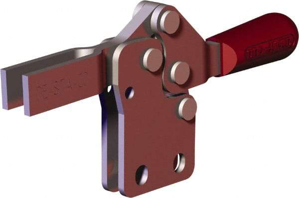 De-Sta-Co - 151 Lb Holding Capacity, Horizontal Handle, Manual Hold Down Toggle Clamp - 60° Handle Movement, 90° Bar Opening, U-Bar, Flanged Base, Carbon Steel - Exact Tool & Supply
