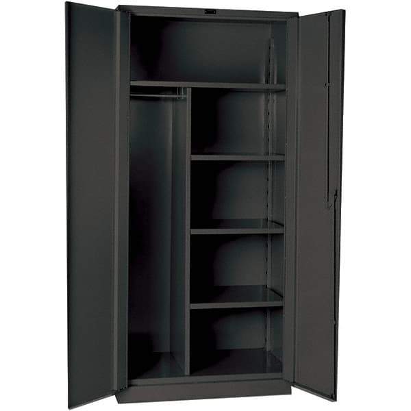 Hallowell - 4 Shelf Combination Storage Cabinet - Steel, 48" Wide x 24" Deep x 78" High, Gray - Exact Tool & Supply