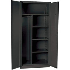 Hallowell - 4 Shelf Combination Storage Cabinet - Steel, 36" Wide x 24" Deep x 78" High, Gray - Exact Tool & Supply