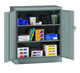 36"W x 18"D x 42"H Counter High Welded Set Up Storage Cabinet, 2 Adj. shelves, w/Raised Bottom - Exact Tool & Supply