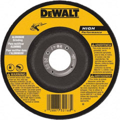 DeWALT - 30 Grit, 9" Wheel Diam, 1/4" Wheel Thickness, 7/8" Arbor Hole, Type 27 Depressed Center Wheel - Aluminum Oxide, 6,600 Max RPM, Compatible with Angle Grinder - Exact Tool & Supply