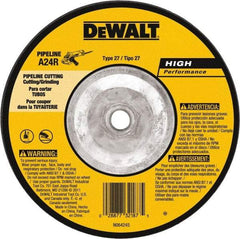 DeWALT - 24 Grit, 6" Wheel Diam, 1/8" Wheel Thickness, Type 27 Depressed Center Wheel - Aluminum Oxide, 10,100 Max RPM, Compatible with Angle Grinder - Exact Tool & Supply