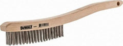 DeWALT - 19 Rows x 3 Columns Stainless Steel Scratch Brush - 13-11/16" OAL, 1-1/8" Trim Length, Wood Curved Handle - Exact Tool & Supply