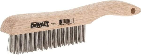 DeWALT - 15 Rows x 4 Columns Stainless Steel Scratch Brush - 10" OAL, 1-1/8" Trim Length, Wood Shoe Handle - Exact Tool & Supply