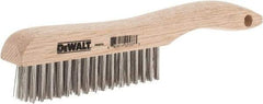 DeWALT - 15 Rows x 4 Columns Stainless Steel Scratch Brush - 10" OAL, 1-1/8" Trim Length, Wood Shoe Handle - Exact Tool & Supply