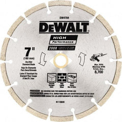 DeWALT - 7" Diam, 5/8 & 7/8" Arbor Hole Diam, Wet & Dry Cut Saw Blade - Diamond Matrix, Standard Round Arbor - Exact Tool & Supply