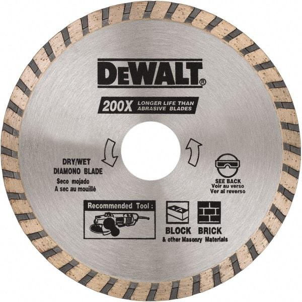 DeWALT - 4-1/2" Diam, 5/8 & 7/8" Arbor Hole Diam, Wet & Dry Cut Saw Blade - Diamond Matrix, Standard Round Arbor - Exact Tool & Supply