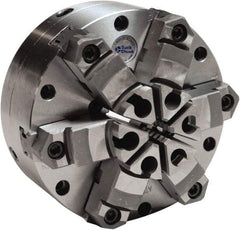 Buck Chuck Company - 6 Jaws, 10" Diam, Self Centering Manual Lathe Chuck - Plain Back Mount Spindle, Adjustable, Reversible, 1,600 Max RPM, 2-63/64" Through Hole Diam, Cast Iron - Exact Tool & Supply